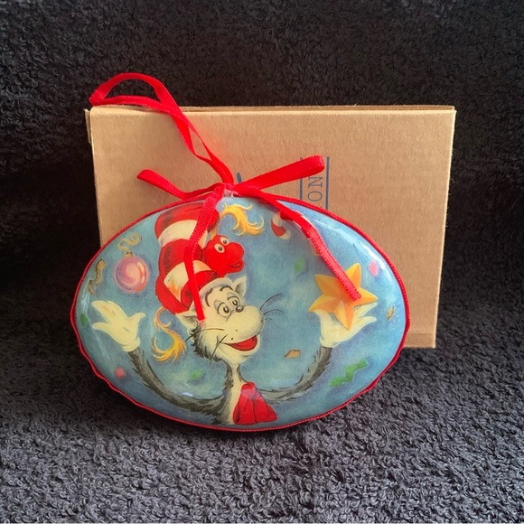 Avon Dr. Seuss Cat in Hat Ornament Box - Tan and Blue - Picture 5 of 5